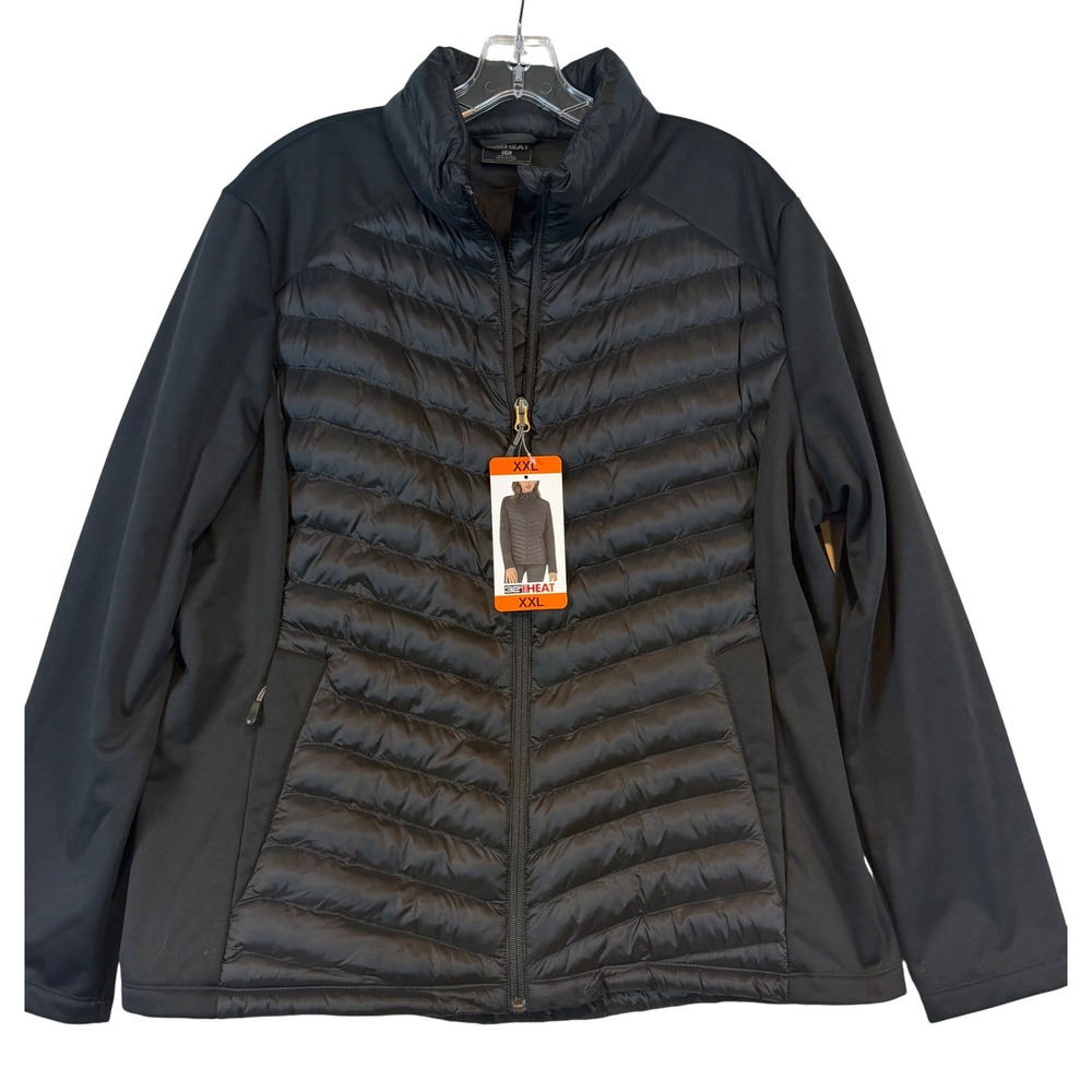 32 Degrees Heat Womens Black Hybrid Mixed Media Quilted Jacket •XXL• Gorpcore